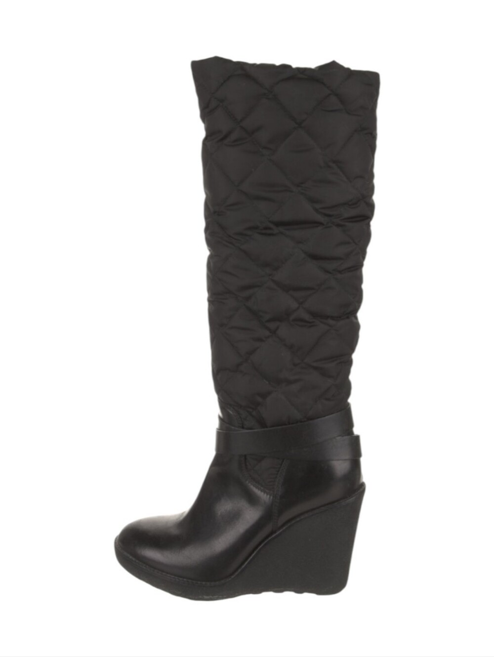 Moncler Cernobbio Black Quilted Leather Wedge Boots Women's 8 - Picture 5 of 9